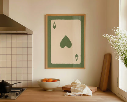 Ace Of Hearts Green Print