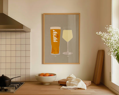 Asahi & White Wine Print