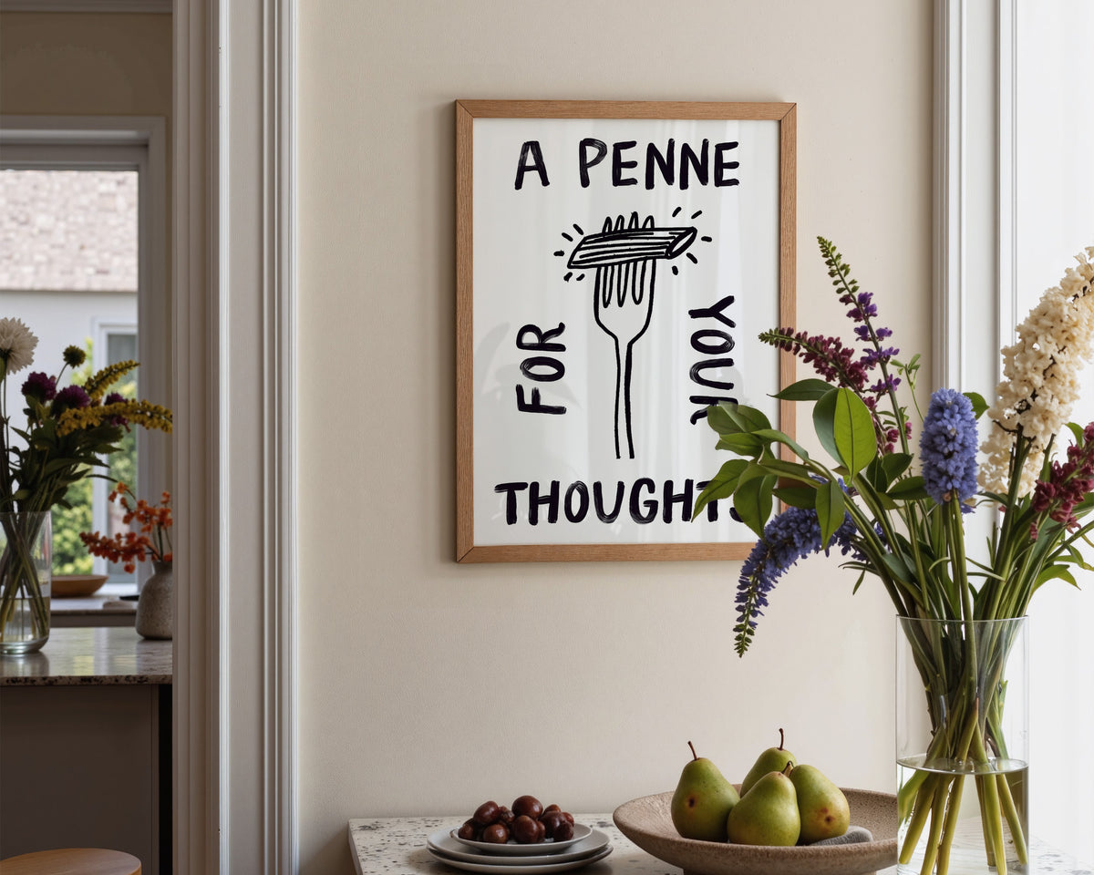 A Penne For Your Thoughts In Black Print