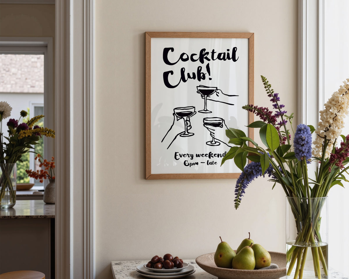 Cocktail Club In Black Print