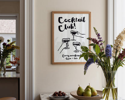 Cocktail Club In Black Print