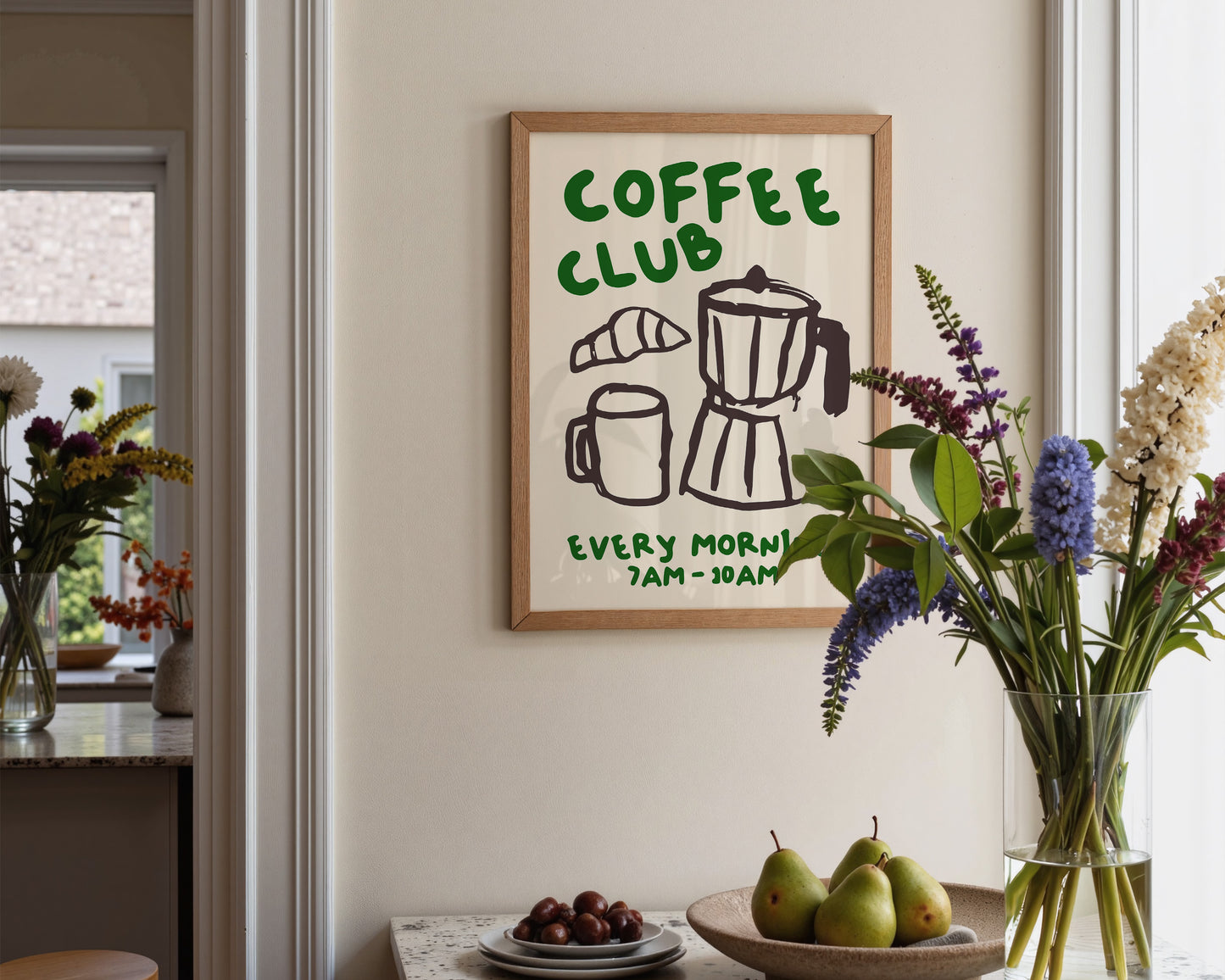 Coffee Club Print In Green