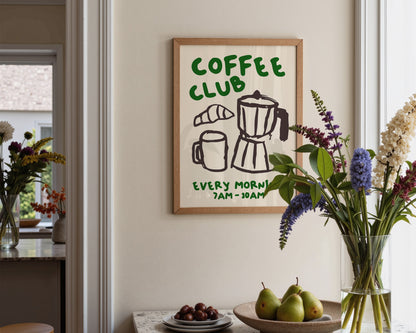 Coffee Club Print In Green