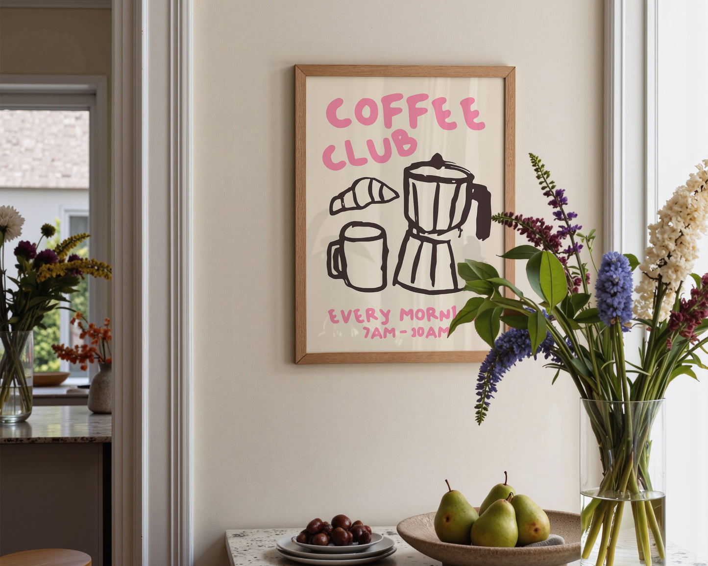 Coffee Club Print In Pink