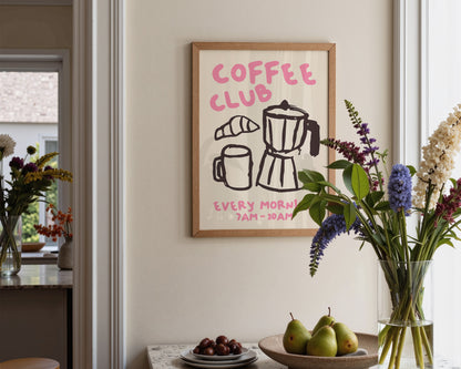 Coffee Club Print In Pink