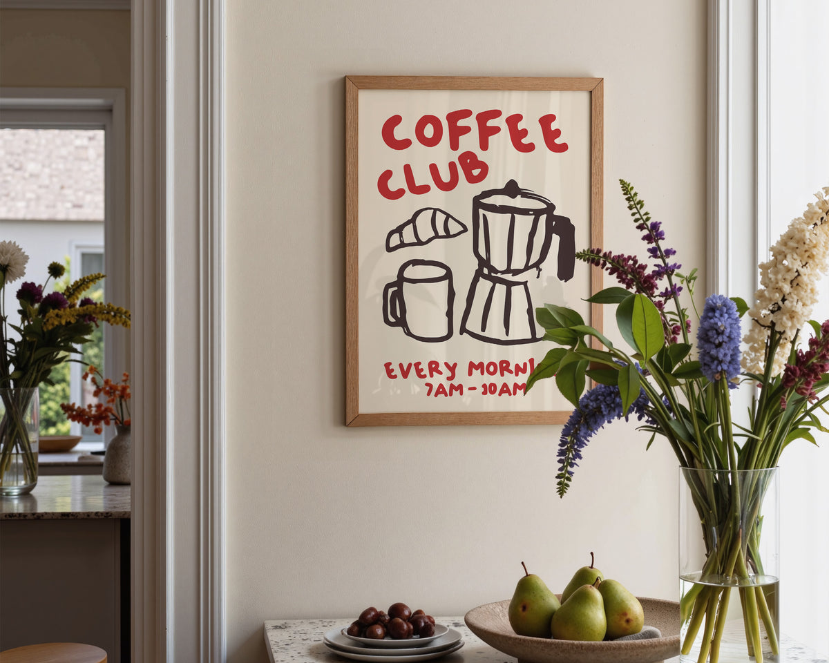 Coffee Club Print In Red