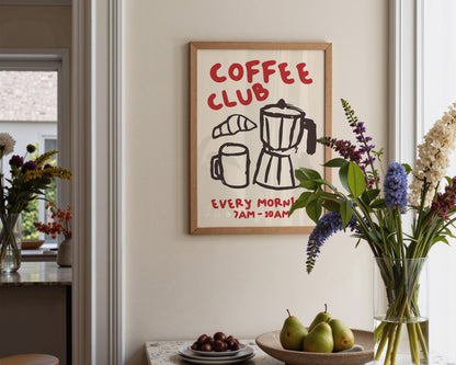 Coffee Club Print In Red