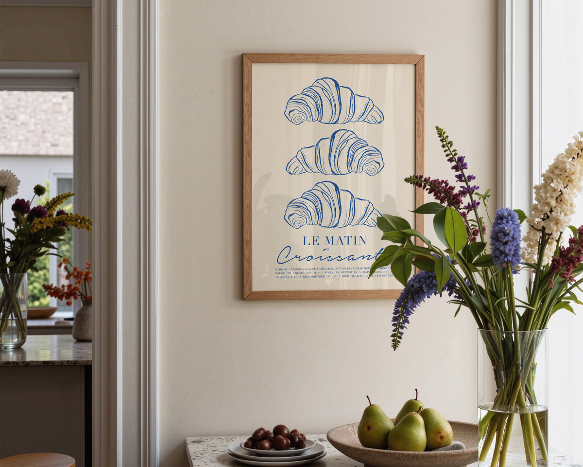 Le Matin Croissant In Blue Print