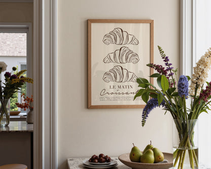 Le Matin Croissant Print In Brown