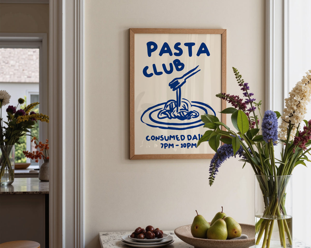 Pasta Club In Blue Print