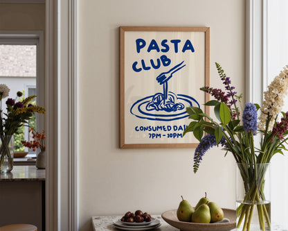 Pasta Club In Blue Print