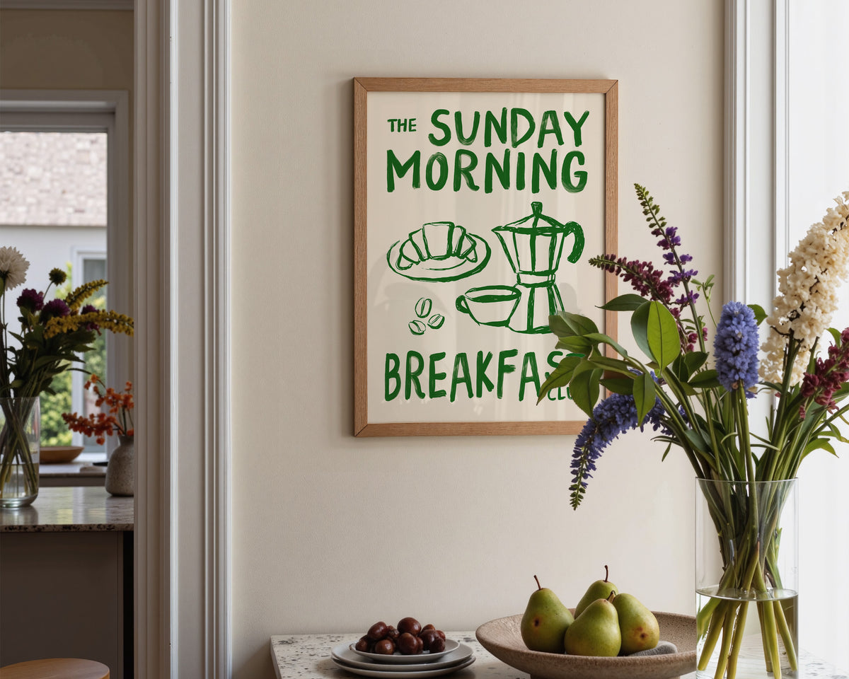 Sunday Morning Breakfast Club In Green Print