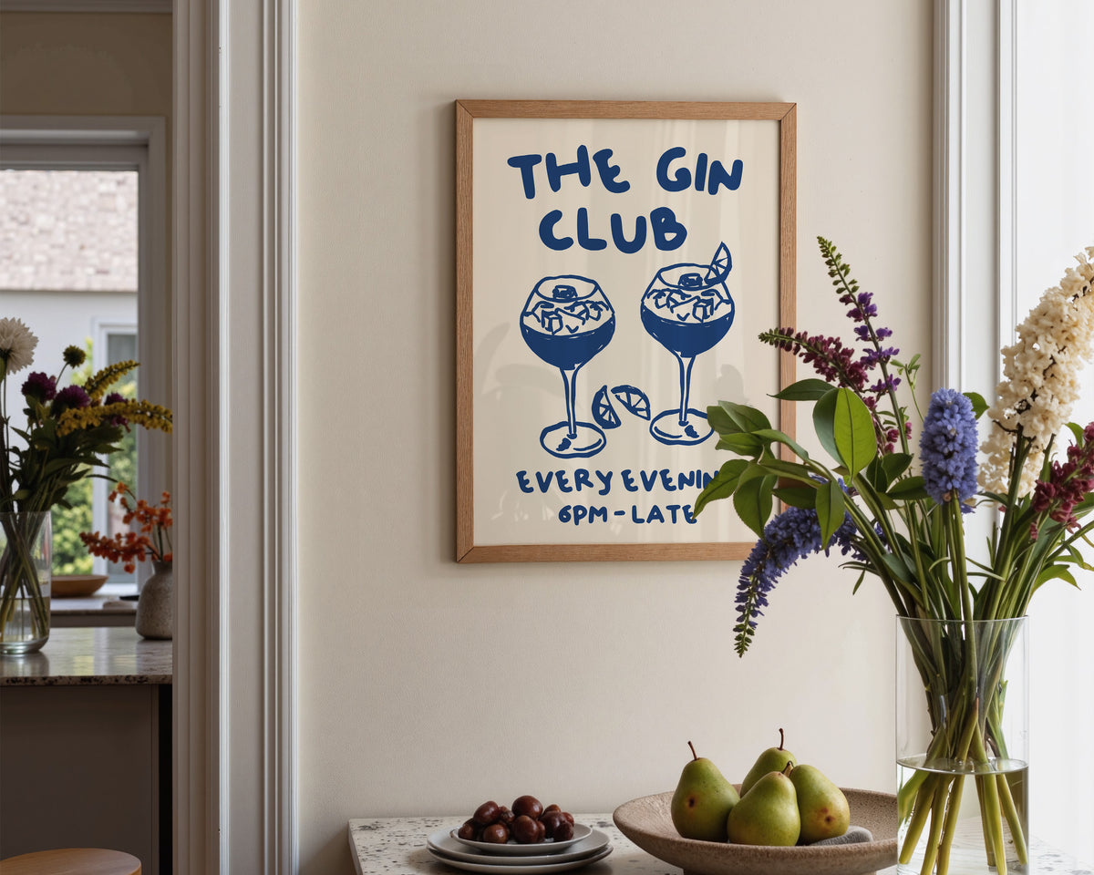 The Gin Club In Blue Print