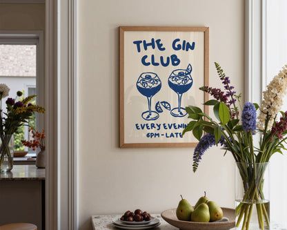 The Gin Club In Blue Print
