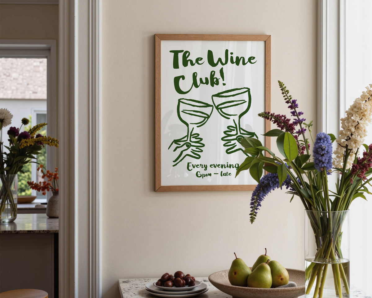 The Wine Club In Green Print