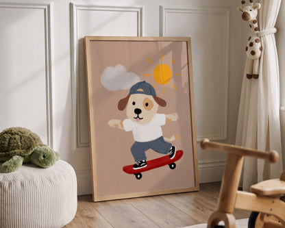 Skateboard Dog Print