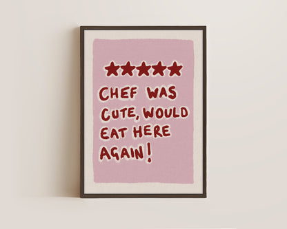 Chef Was Cute Pink Canvas