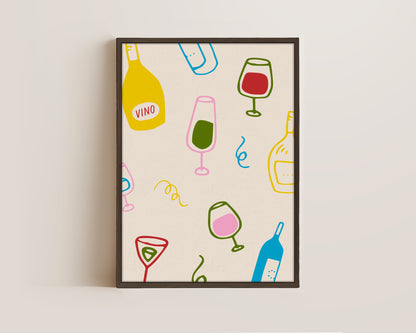 Colourful Wine Glasses Canvas