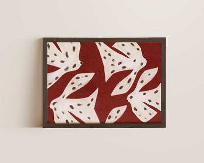 Spotted Birds Folk Art Print