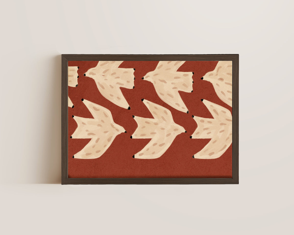 Formation Folk Art Bird Print – Burnt Earth
