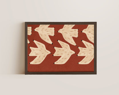 Formation Folk Art Bird Print – Burnt Earth