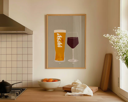 Asahi & Red Wine Print