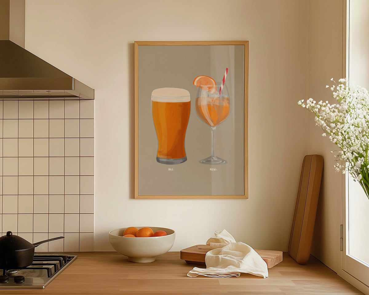 Beer & Aperol Spritz Couples Drink Print