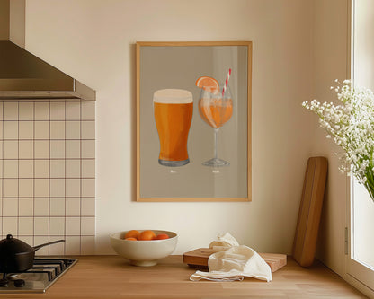 Beer & Aperol Spritz Couples Drink Print