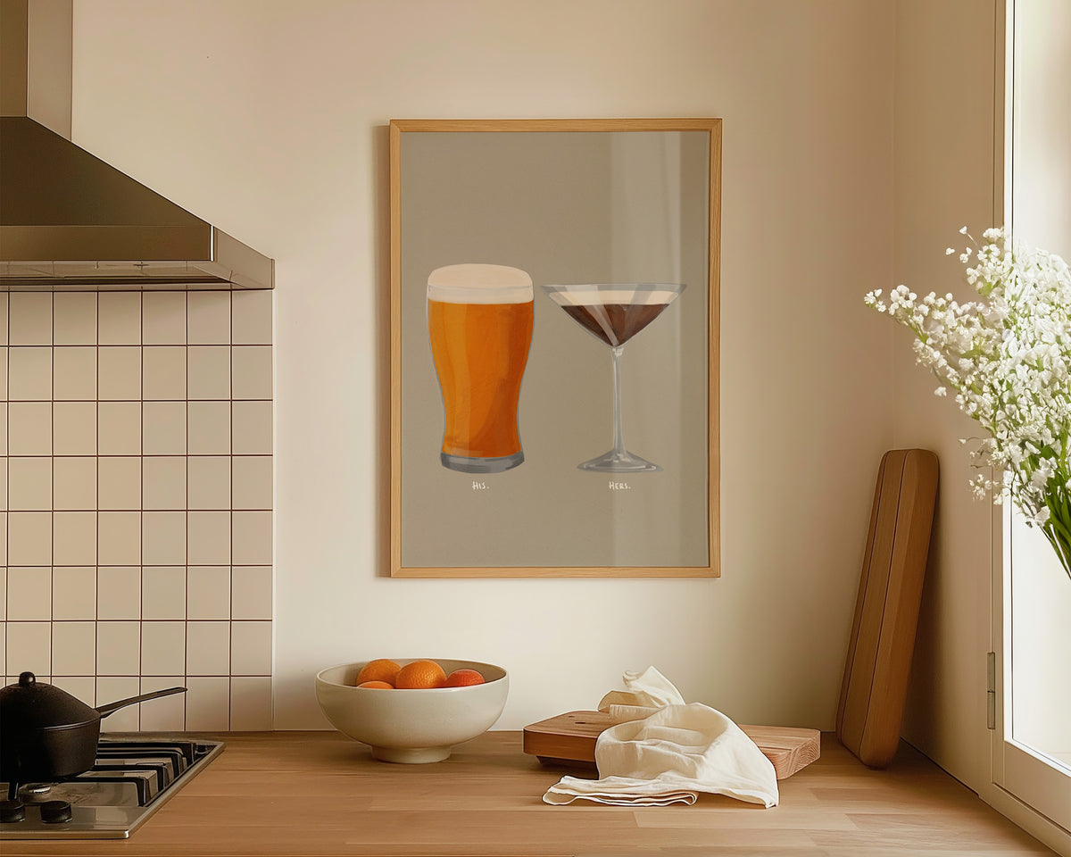 Beer & Espresso Martini Couples Drink Print