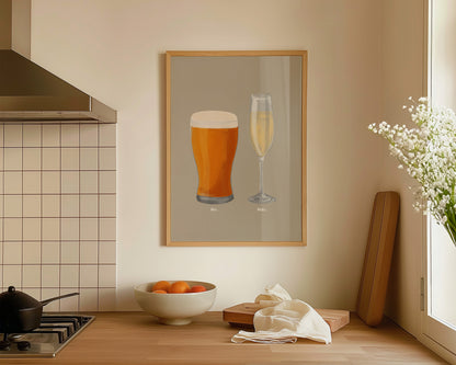 Beer & Prosecco Couples Drink Print