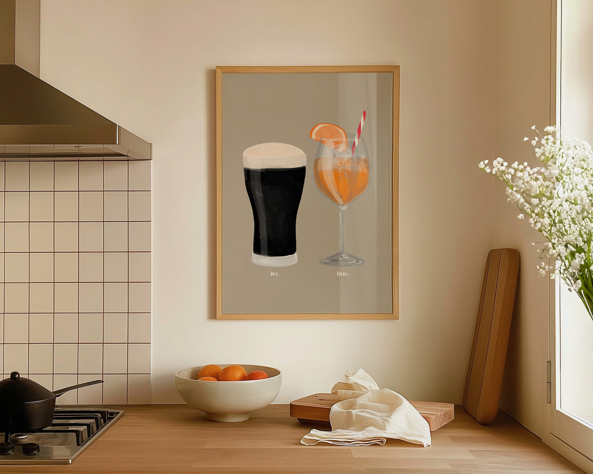 Black Stout & Aperol Spritz Couples Drink Print