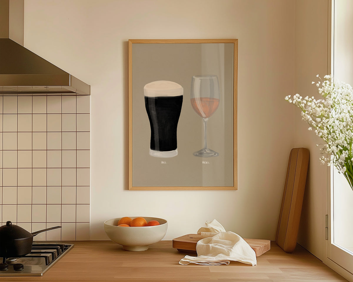 Black Stout & Rose Wine Couples Drink Print