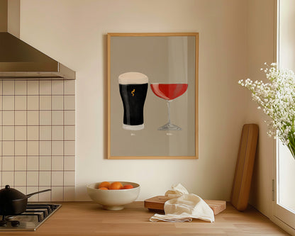 Black Stout & Strawberry Daiquiri Couples Drink Print