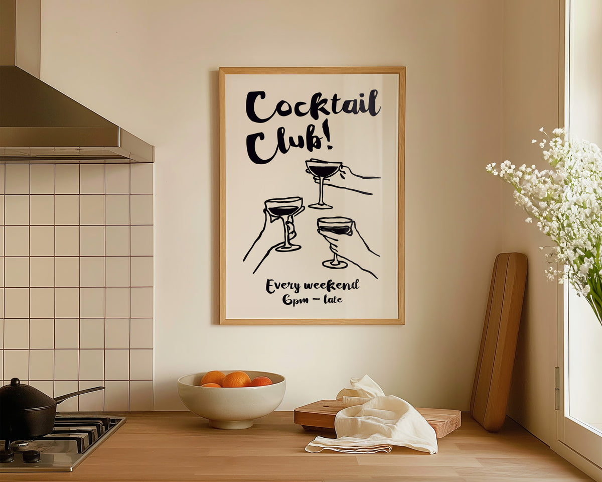 Cocktail Club In Black Print