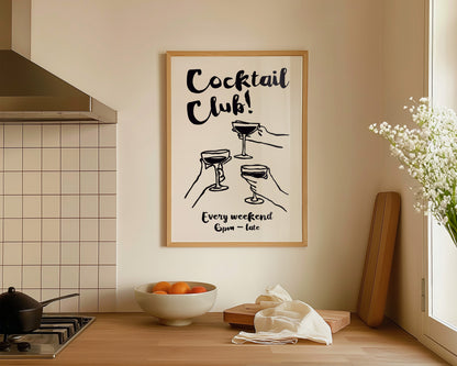 Cocktail Club In Black Print
