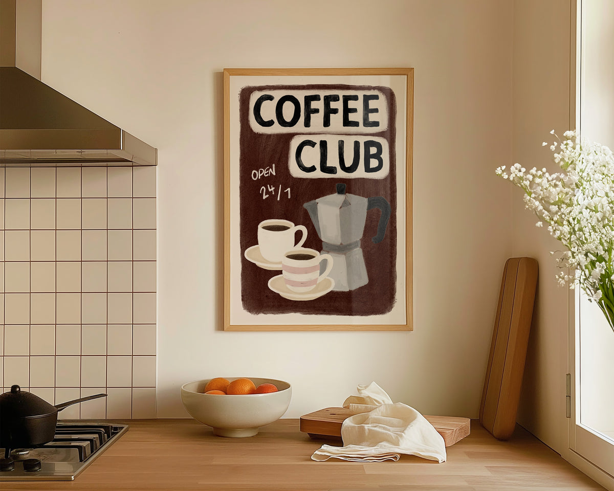 Coffee Club 24/7 Brown Print