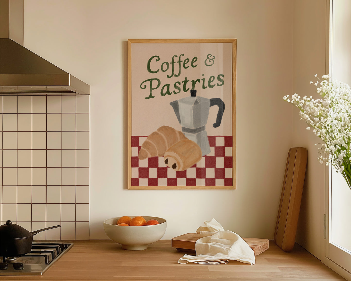 Coffees & Pastries Green Print