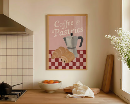 Coffees & Pastries Pink Print