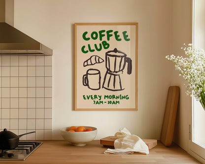 Coffee Club Print In Green