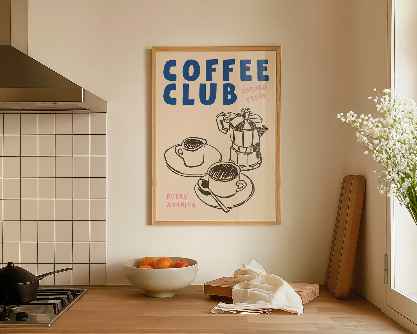 Coffee Club Pink Print