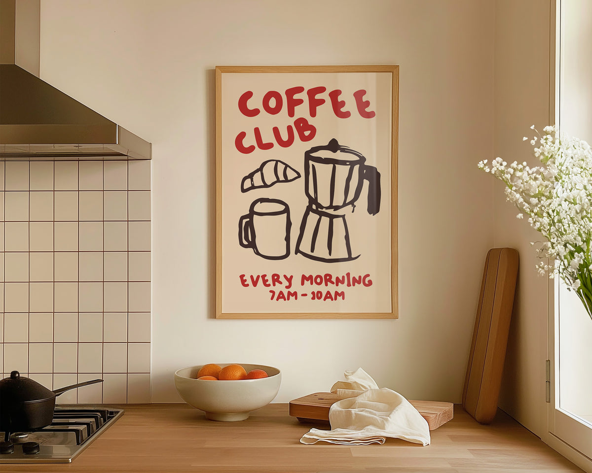 Coffee Club Print In Red