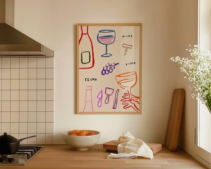 Colourful Wine Print