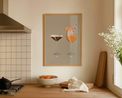 Espresso Martini & Aperol Spritz Couples Drink Print