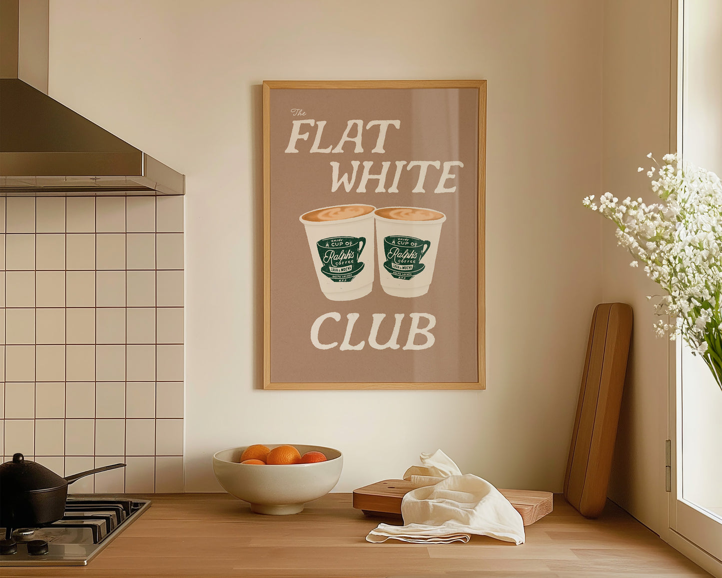 Flat White Club Brown Print