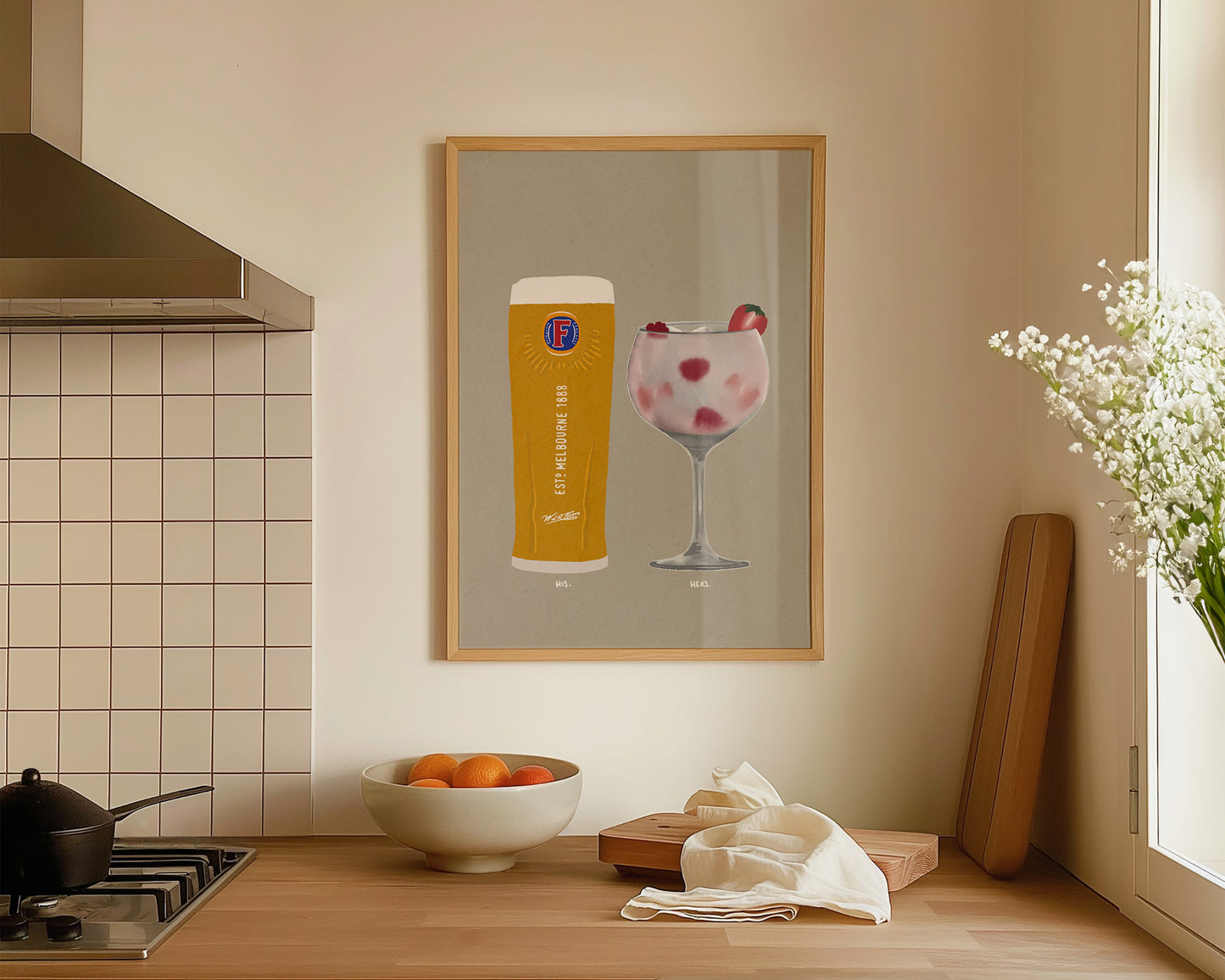 Fosters & Pink Gin Print