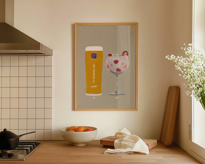Fosters & Pink Gin Print