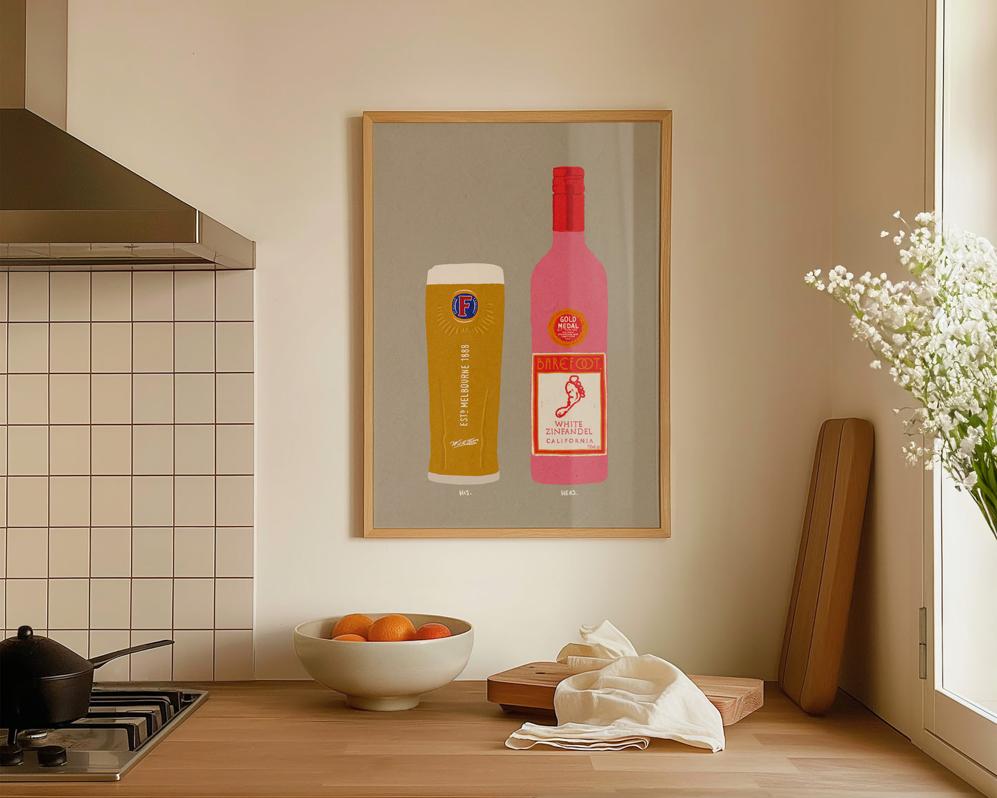 Fosters & White Zinfandel Print