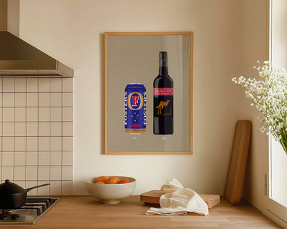 Fosters Can & Jammy Red Roo Print