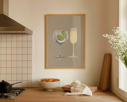 Gin & Tonic & Prosecco Glass Print
