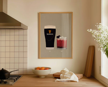 Guinness & Bramble Cocktail Print